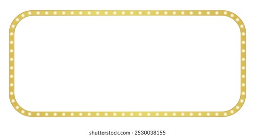 Retro gold lights frame border isolated vector illustration