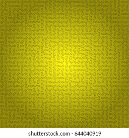 Retro Gold Seamless Pattern. Vintage Golden Scrolls for Ornate Decor in Victorian Style. Vector Design With Golden Elements for Greeting or Business Cards, Invitations and Frames on yellow Background.