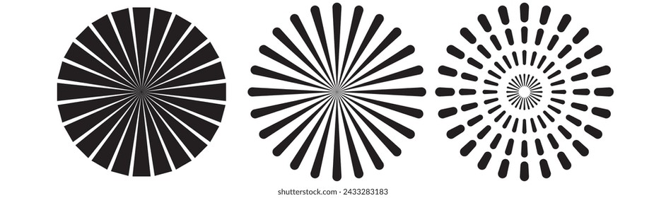 Retro gold Sun burst shapes. Vintage light starburst logo, labels, badges. Sunburst minimal logo frames. Vector firework design elements.