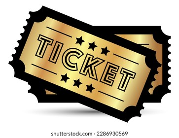 Vector de oro retro Cupón aislado en fondo blanco. Entrada Vip. Billete de vip dorado. Vip-pass de entrada de plantilla. Icono de vale.
