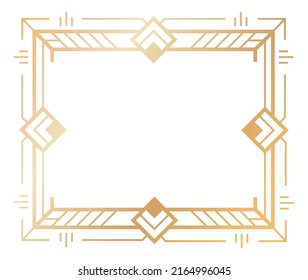 Retro golden art deco frame. Decorative border