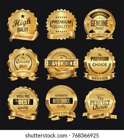 Retro golden badge vector illustration collection 