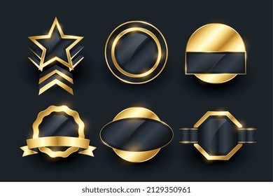 retro golden badges and labels collection
