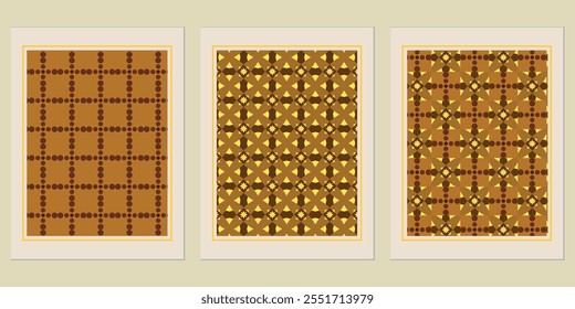 Retro Golden geometric vector trendy pattern backgrounds set - chic home accents with golden themes.