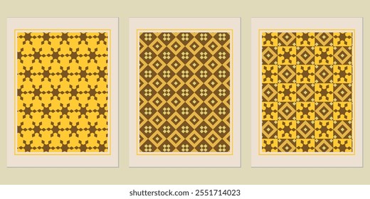 Conjunto de fondos de patrón de moda de Vector geométrico dorado retro - ideas creativas de decoración para hogares modernos.