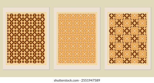 Vetor geométrico retrô dourado trendy padrão fundos set - vintage-inspirado cartazes para projetos refinados.