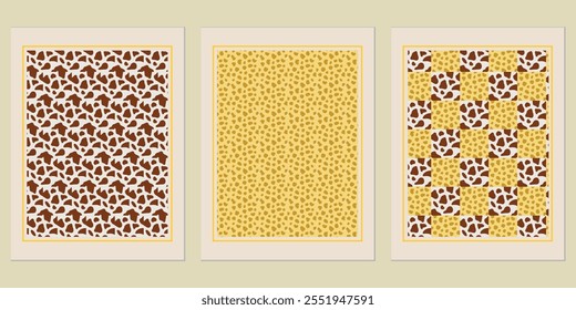 Retro Golden geometric vetor trendy padrão de fundo conjunto - Soluções estilo Bauhaus para decoração criativa.