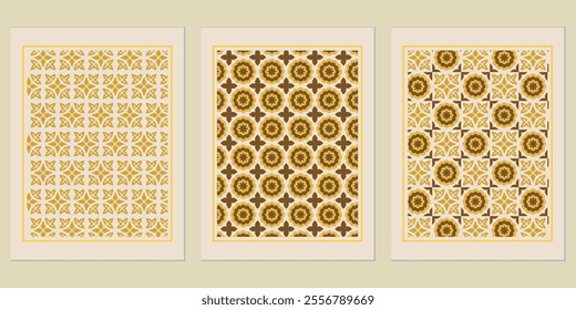 Retro Golden geometric vector trendy pattern backgrounds set - elegant solutions for branding.