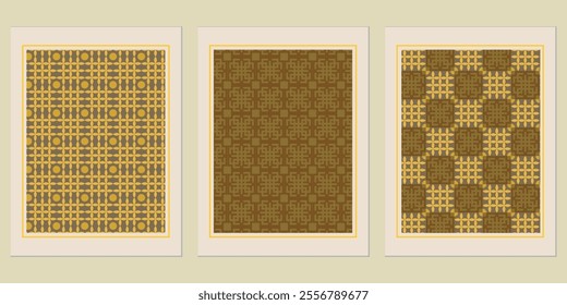 Retro Golden geometric vector trendy pattern backgrounds set - timeless patterns for creative designs.