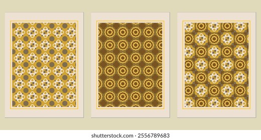 Retro Golden geometric vector trendy pattern backgrounds set - timeless solutions for home decor.