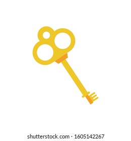 retro golden key fairytale object isolated icon vector illustration design