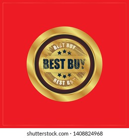 Retro golden  label with text best buy