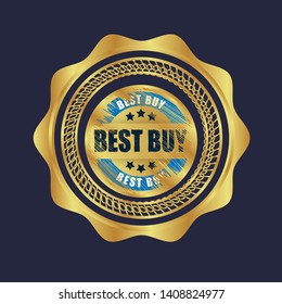 Retro golden  label with text best buy