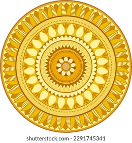 Retro golden mandala vector element