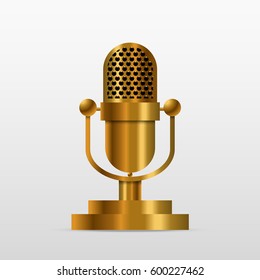 Retro golden microphone vector illustration eps 10