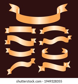 Retro golden ribbons and labels vector illustration collection 
