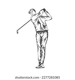 Retro golf player vector stock illustration