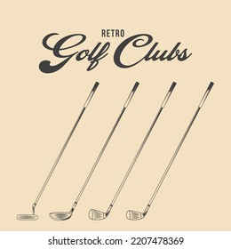 Retro Golf sticks Vector Stock illustration,Vintage Golf Clubs Vector Stock illustration