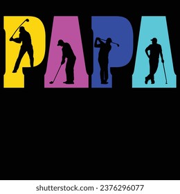 Retro Golfing Papa Golfer T Shirt Golf Golfer Golfing Gift