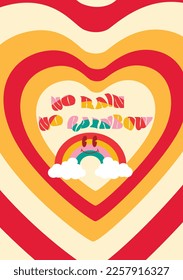 Retro Good vibes hippie rainbow Poster. Retro 90s style illustration. 