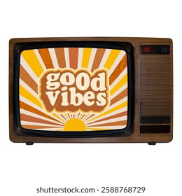 retro good vibes tv vintage sticker illustration