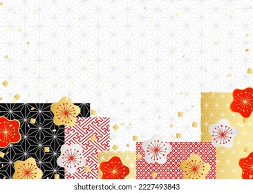 A retro and gorgeous background illustration like a patchwork of kimono fabric