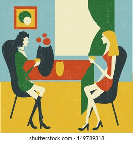 retro gossip girls, illustration in vector format 