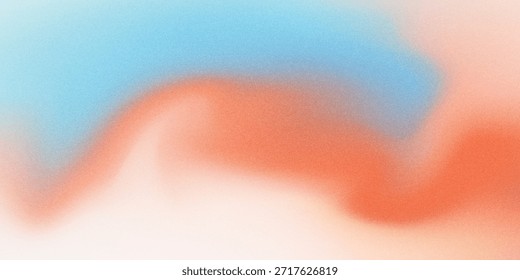 Fondo de gradiente retro con textura de grano azul y naranja