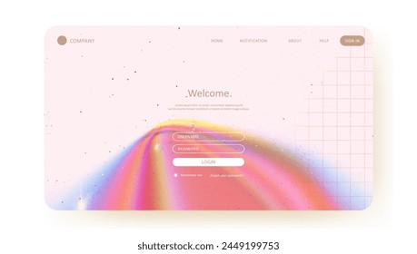 retro gradient background. old website landing page or banner template modern style vector illustration. login form