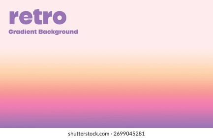 Fundo gradiente retro com tons de pêssego macio, rosa e lavanda e tipografia minimalista, vintage pastel vetor design perfeito para cartazes, web, ou branding