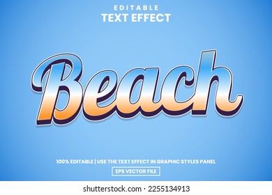 Retro gradient beach text style, editable text effect template vector illustration