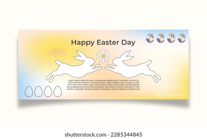 Retro gradient easter day social media cover template