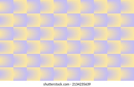 Retro gradient grid collection. Nostalgic yellow and lilac check seamless pattern bundle