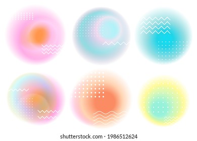 Retro Gradients Round Abstract Shapes. Vector Set