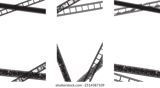 filme de grão retrô tiras bordas modelo vertical para redes sociais em fundo transparente isolado