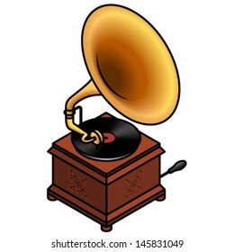 A retro gramophone or phonograph.