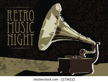 Retro gramophone. Vector illustration.