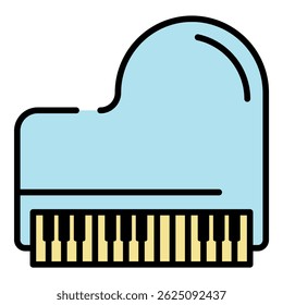Retro grand piano icon. Outline retro grand piano vector icon color flat isolated