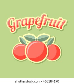 Retro grapefruit with title on pale green background