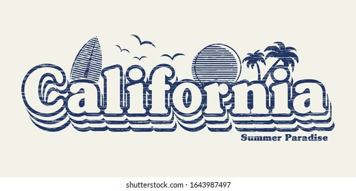 retro graphic and california fashion slogan for different apparel and T-shirt. - Vector
