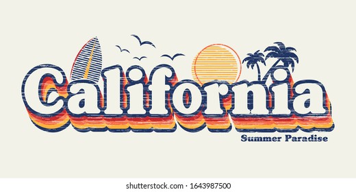 retro graphic and california fashion slogan for different apparel and T-shirt. - Vector
