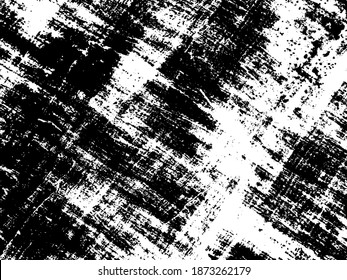Retro Graphic Cement Surface. Distressed Faded Paint Scratches. White Damaged Grain Print. Black Distress Material Design. Overlay Light Crack Backdrop. Vintage Background.
