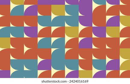 Retro graphic design covers. Cool vintage shape compositions. Trendy colorful Bauhaus art templates. Geometric pattern background, vector abstract circle, triangle and square lines art