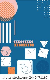 Retro graphic design covers. Cool vintage Geometrical shapes compositions