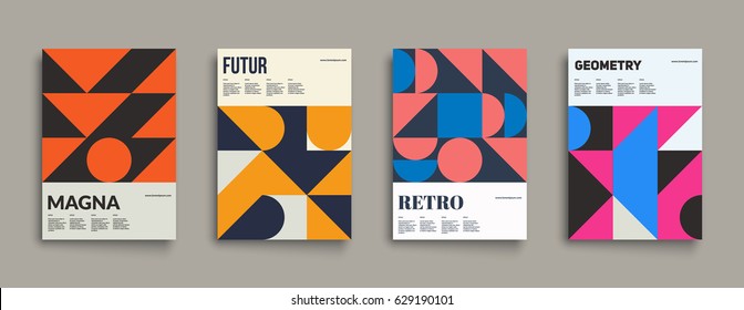 Retro graphic design covers  Cool vintage shape compositions  Eps10 vector 