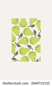 Retro graphic vector pattern with fruits.