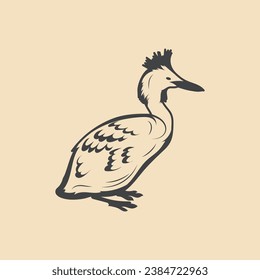 Retro grebe Bird vector Stock Illustration