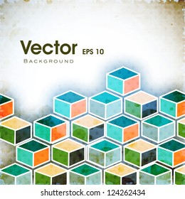 Retro green background with abstract colorful geometric shape design. EPS 10.