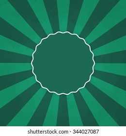 Retro green background with sunbursts. Vintage place for text. Vector. Eps 10.
