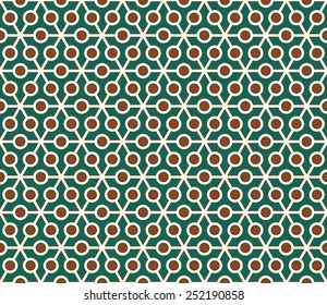 Retro green and brown color pollen pollen seamless pattern background vector. 